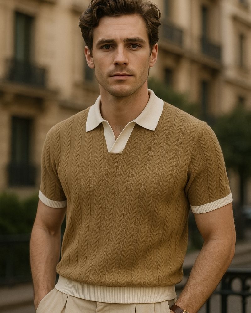 CONTRAST TEXTURED POLO