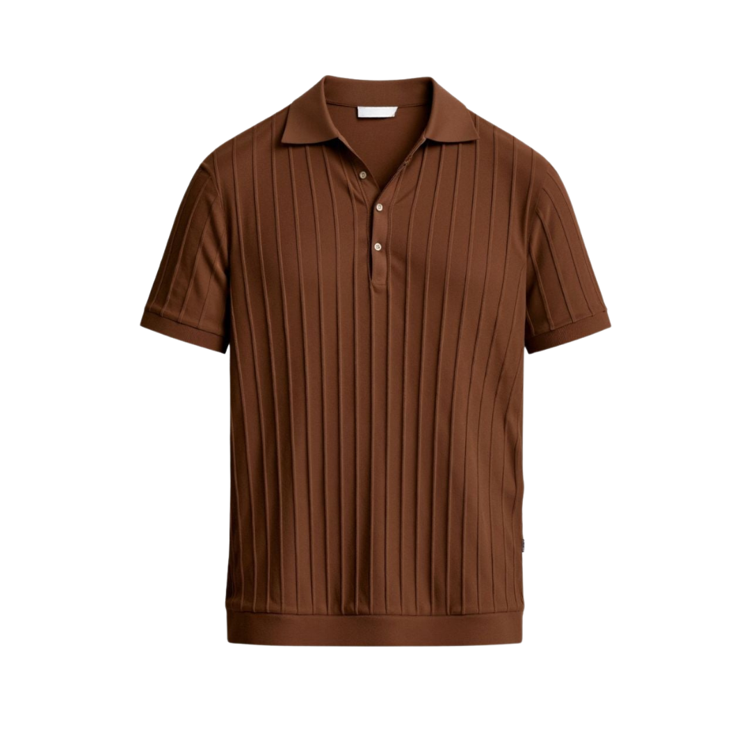 VERTICAL STRIPED BUTTON UP POLO
