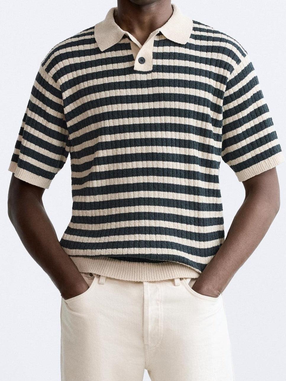KNITTED STRIPED POLO